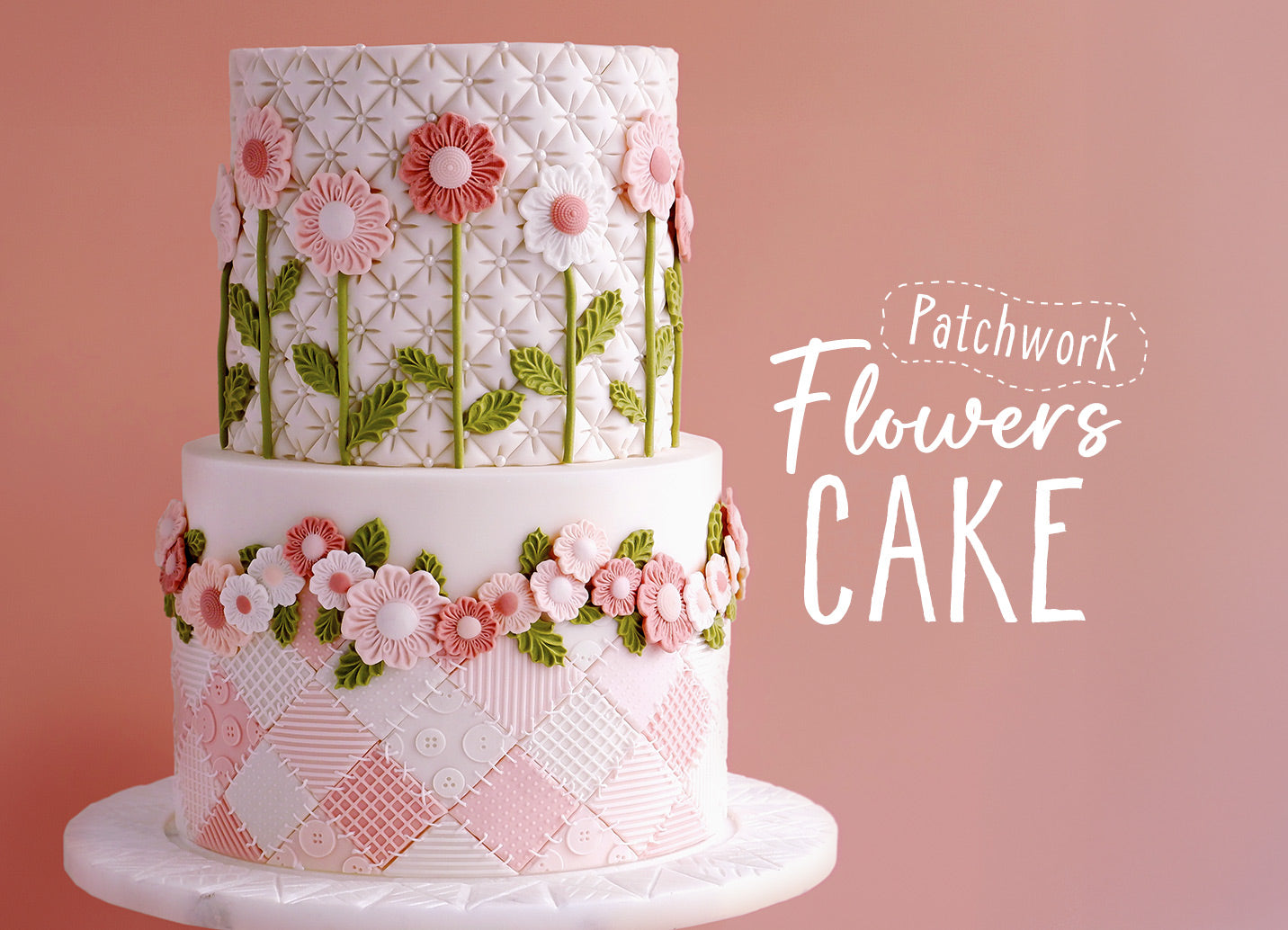 Decorate a Cake with a Patchwork of Fabric Style Flowers