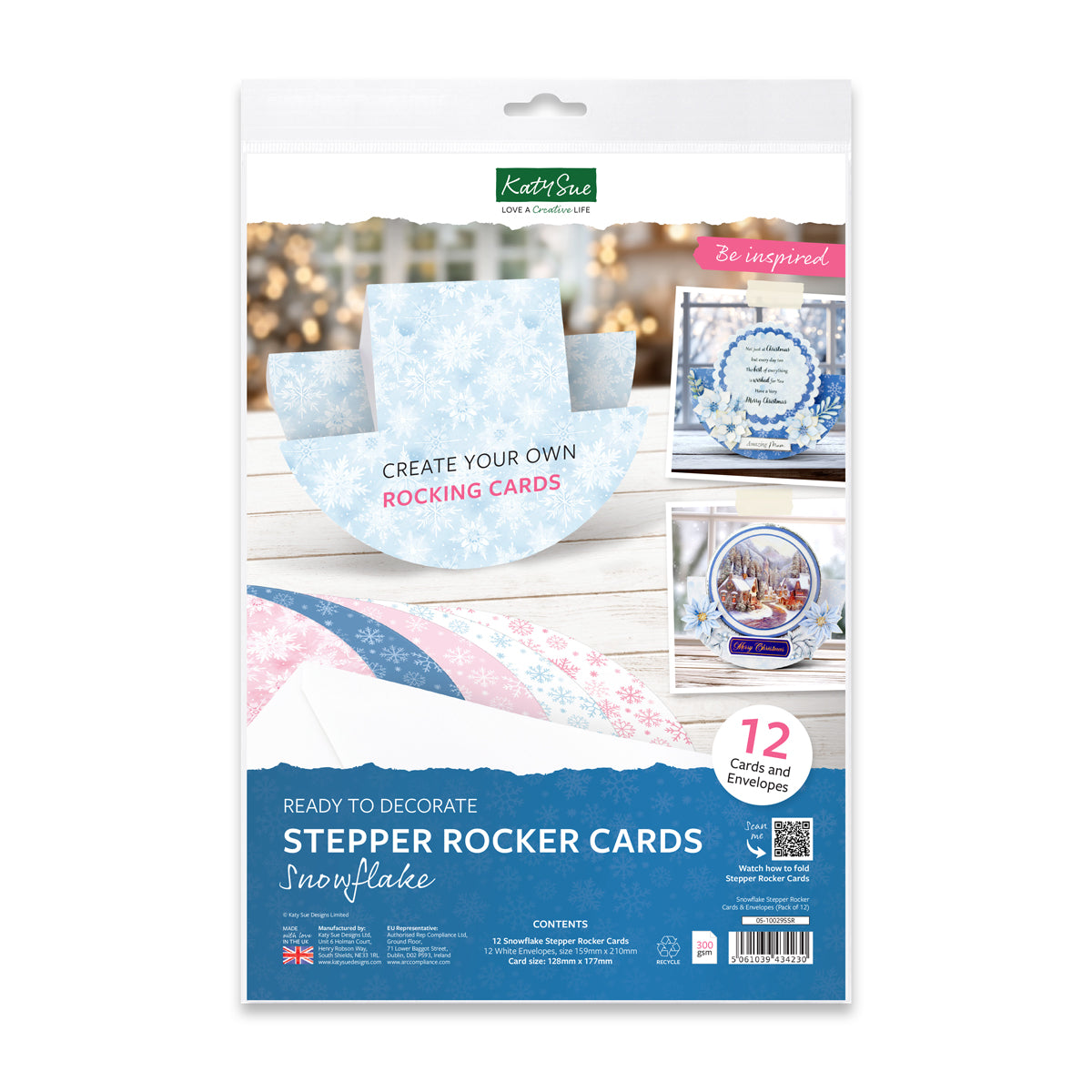 Snowflake Stepper Rocker Cards & Envelopes, Pack of 12
