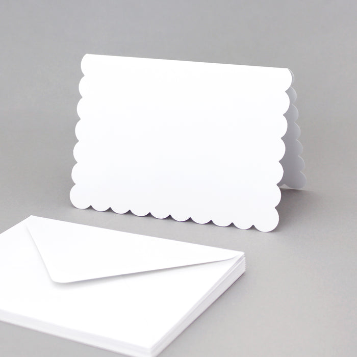 White Scalloped Edged Cards & Envelopes 124x175mm, Pack of 10