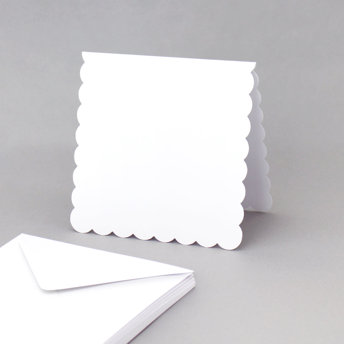 White Scalloped Edged Cards & Envelopes 148x148mm, Pack of 10