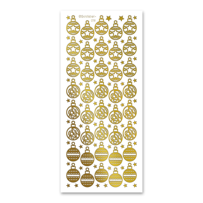Christmas Baubles (S) Gold Self Adhesive Peel Off Stickers