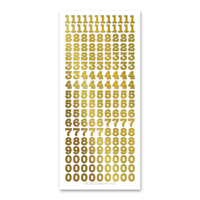 10mm Numbers Gold Self Adhesive Peel Off Stickers