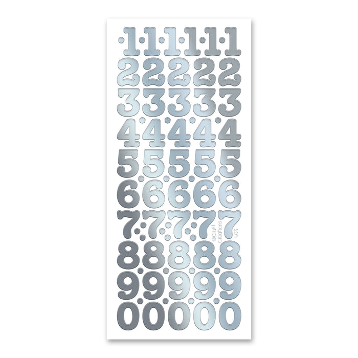 20mm Numbers Silver Self Adhesive Peel Off Stickers