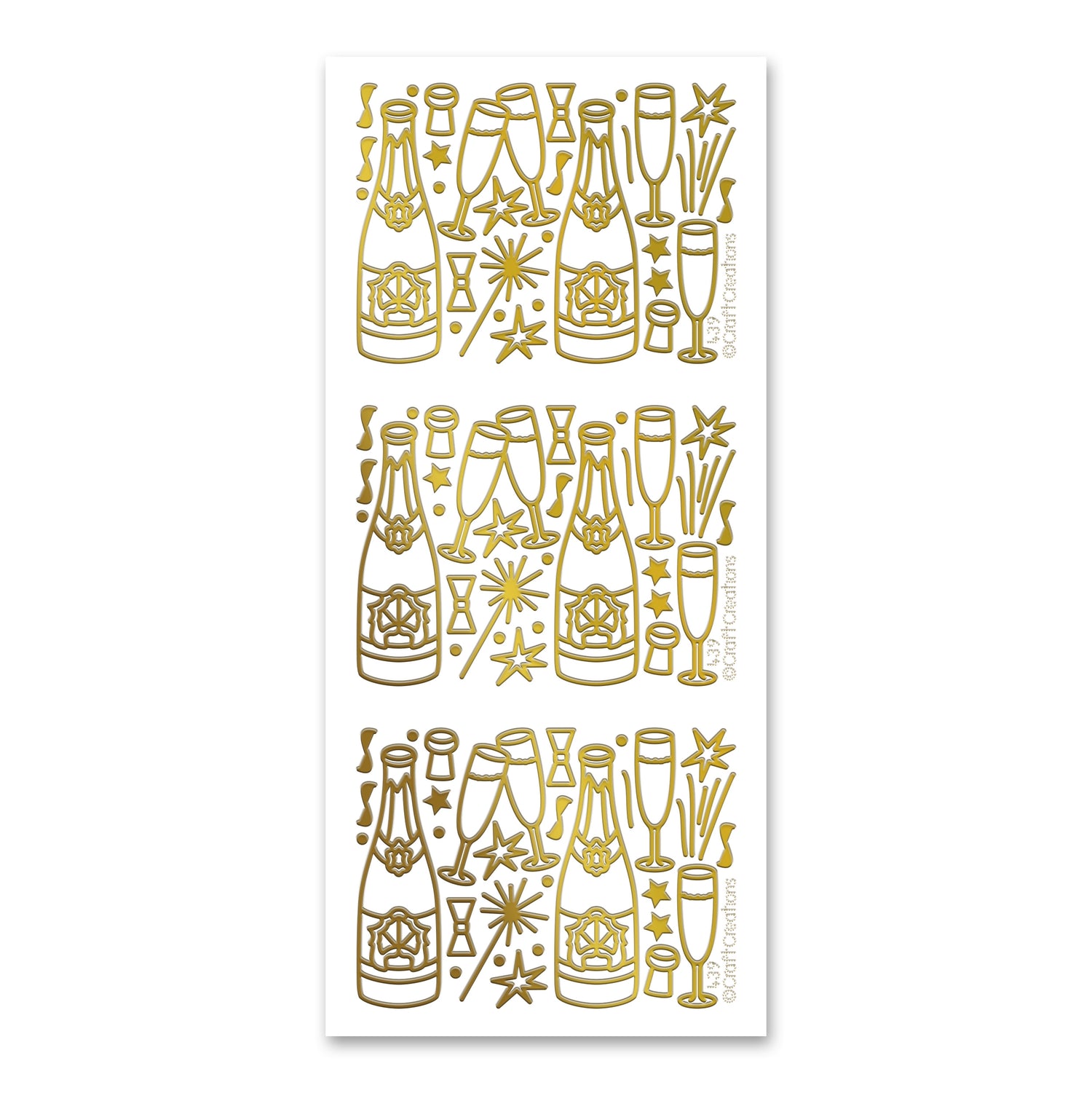 Champagne and Glasses Gold Self Adhesive Peel Off Stickers