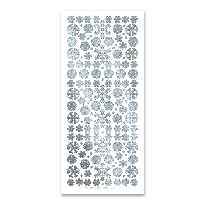 Mixed Snowflakes  Silver Self Adhesive Stickers