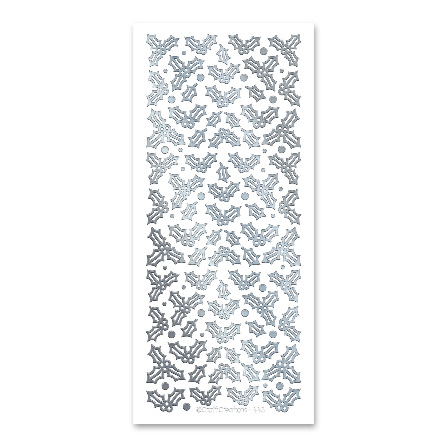Holly Sprigs Silver Self Adhesive Stickers