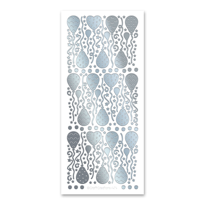 Balloons  Silver Self Adhesive Stickers