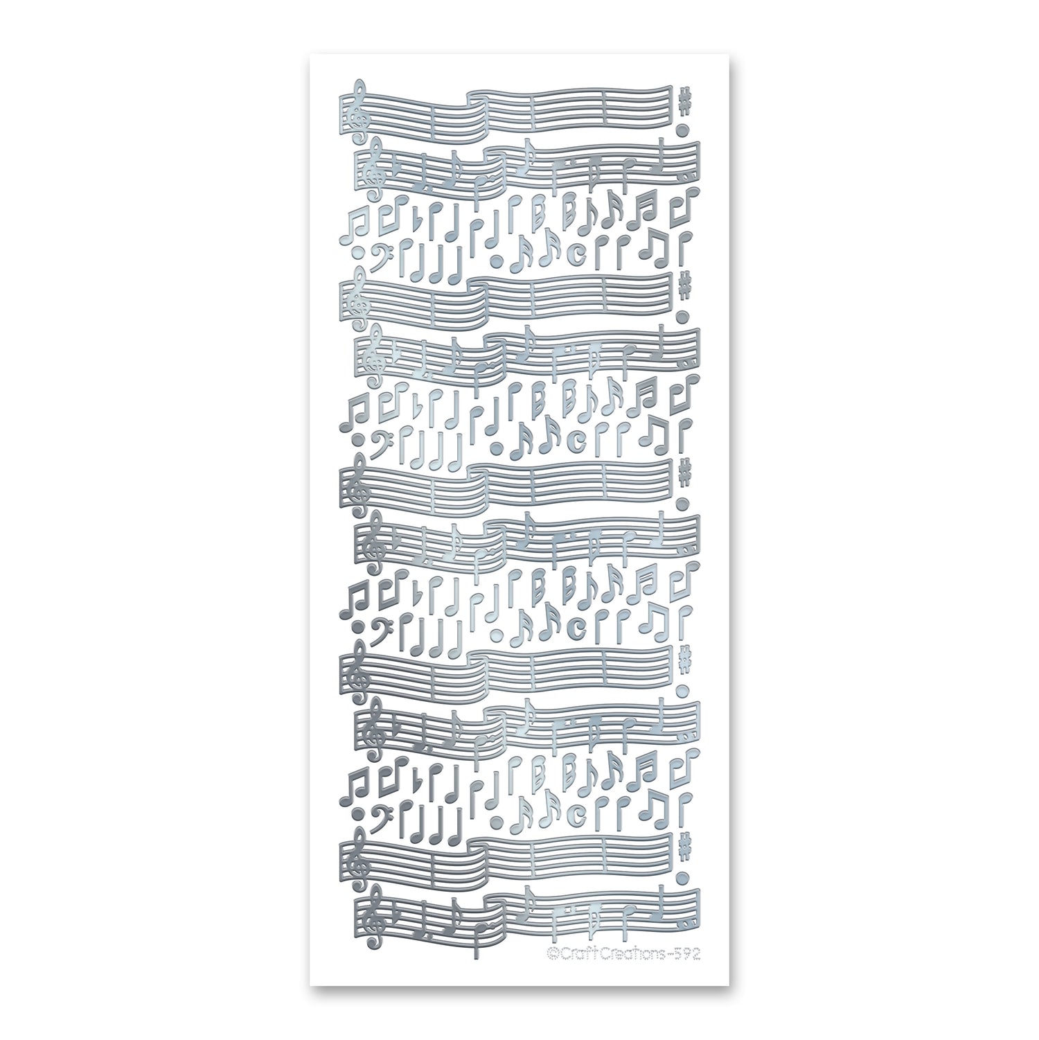 Notes And Staves Silver Self Adhesive Stickers