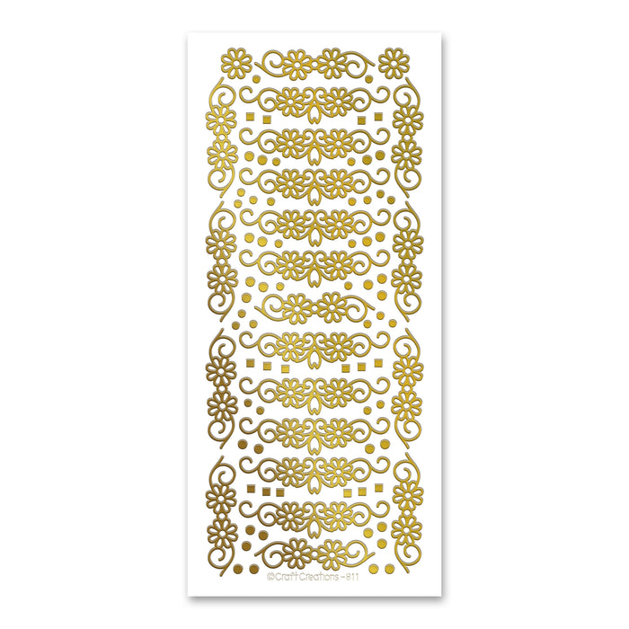 Daisy Swags - Gold Self Adhesive Stickers