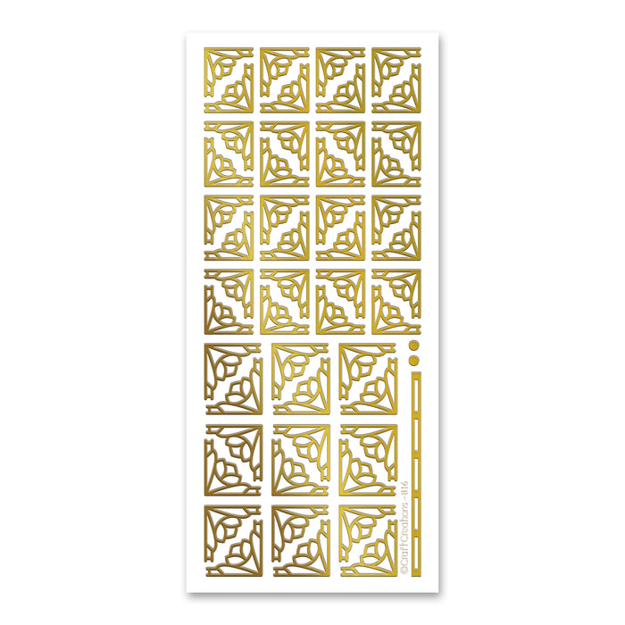 Deco Flower Corners  Gold Self Adhesive Stickers