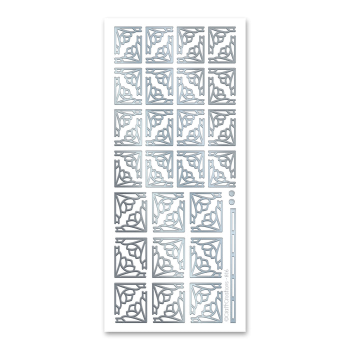 Deco Flower Corners  Silver Self Adhesive Stickers