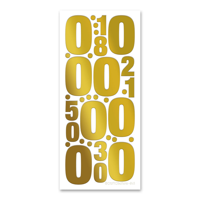 50mm + 25mm Number 0 Gold Foiled Vinyl Peel Off Stickers