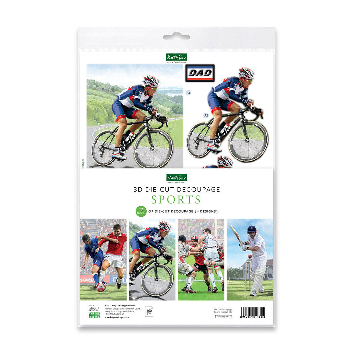 Die Cut Decoupage – Sports (pack of 12)