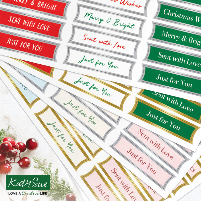 Foiled Christmas Banners, Festive Colours, Pack of 4