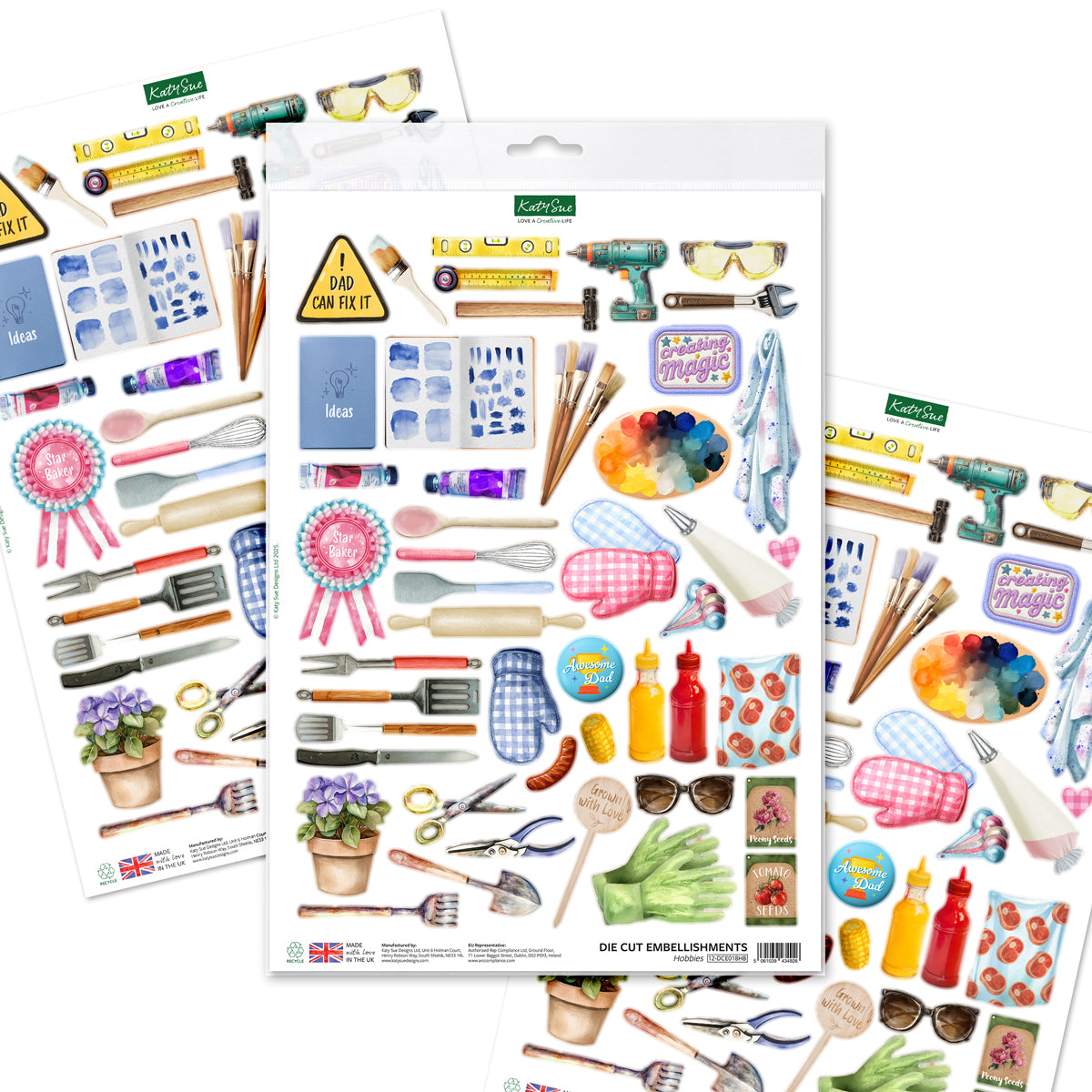 Hobbies Die Cut Embellishments, 3 sheets