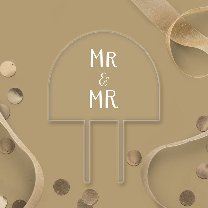 Mr & Mr Clear Acrylic Arch Topper- White Wording