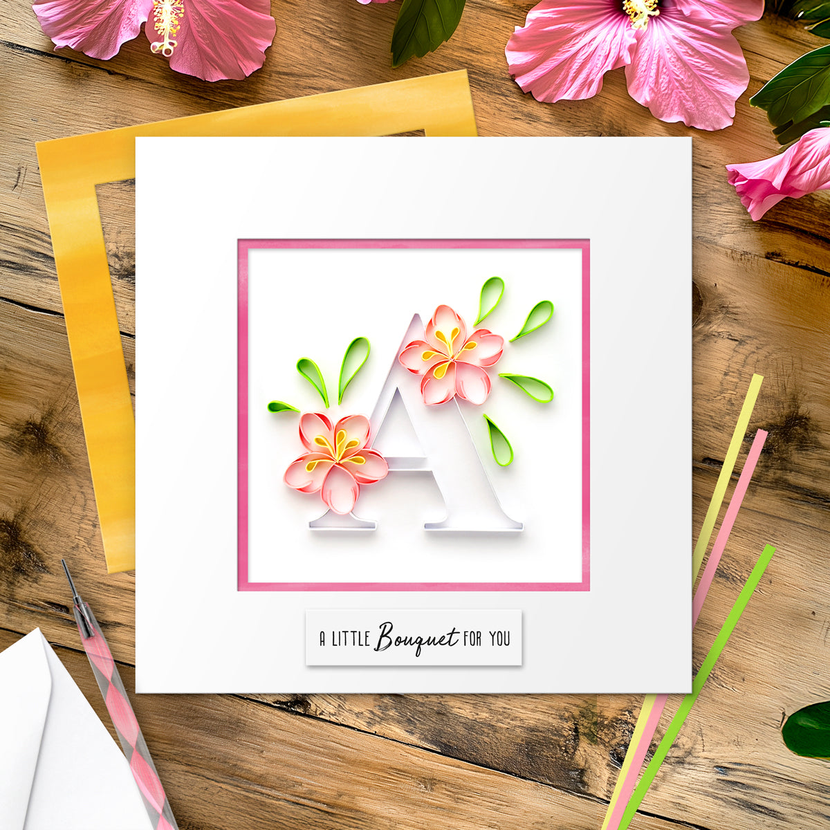 Floral Letter Paper Quilling Card Kit (choose a letter)