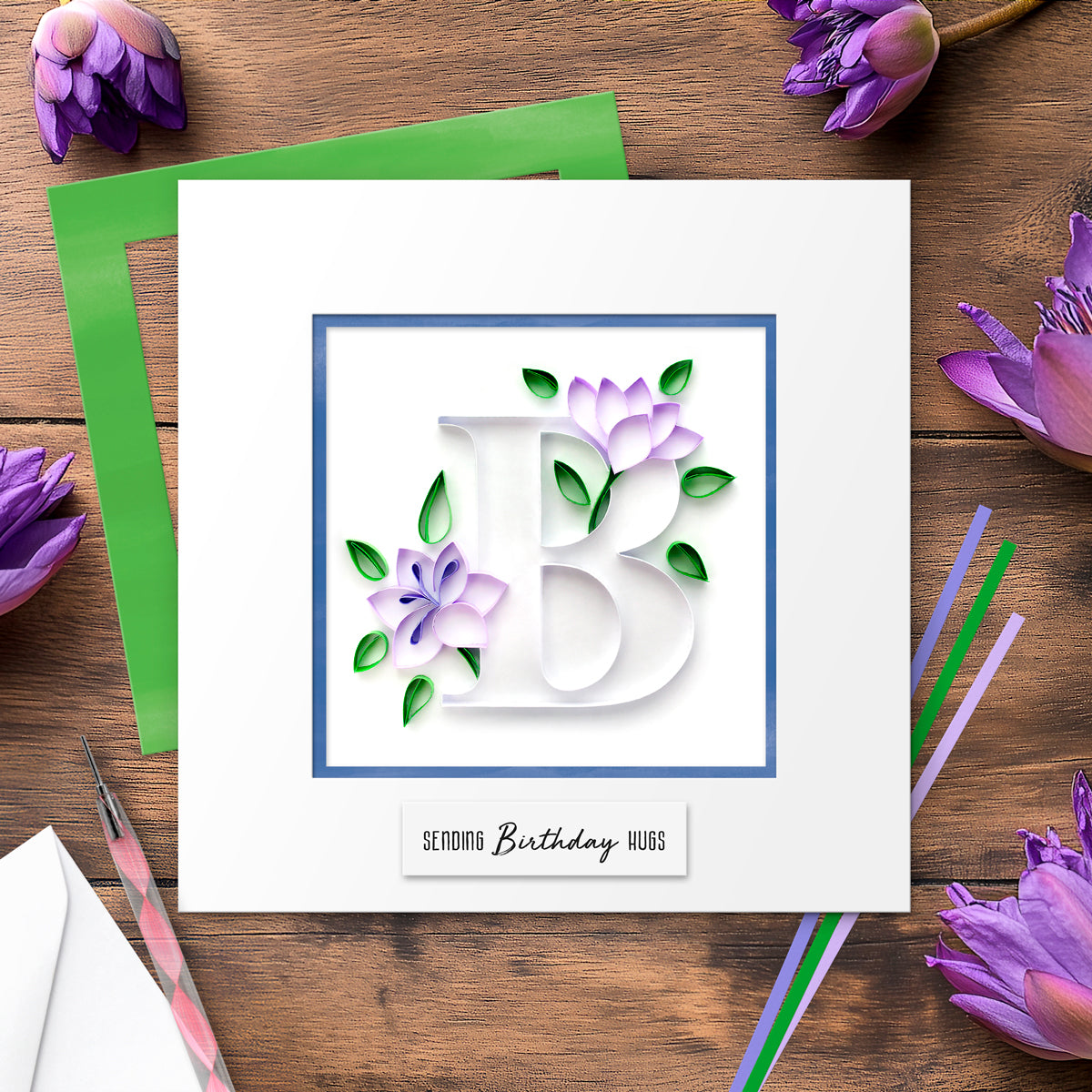 Floral Letter Paper Quilling Card Kit (choose a letter)