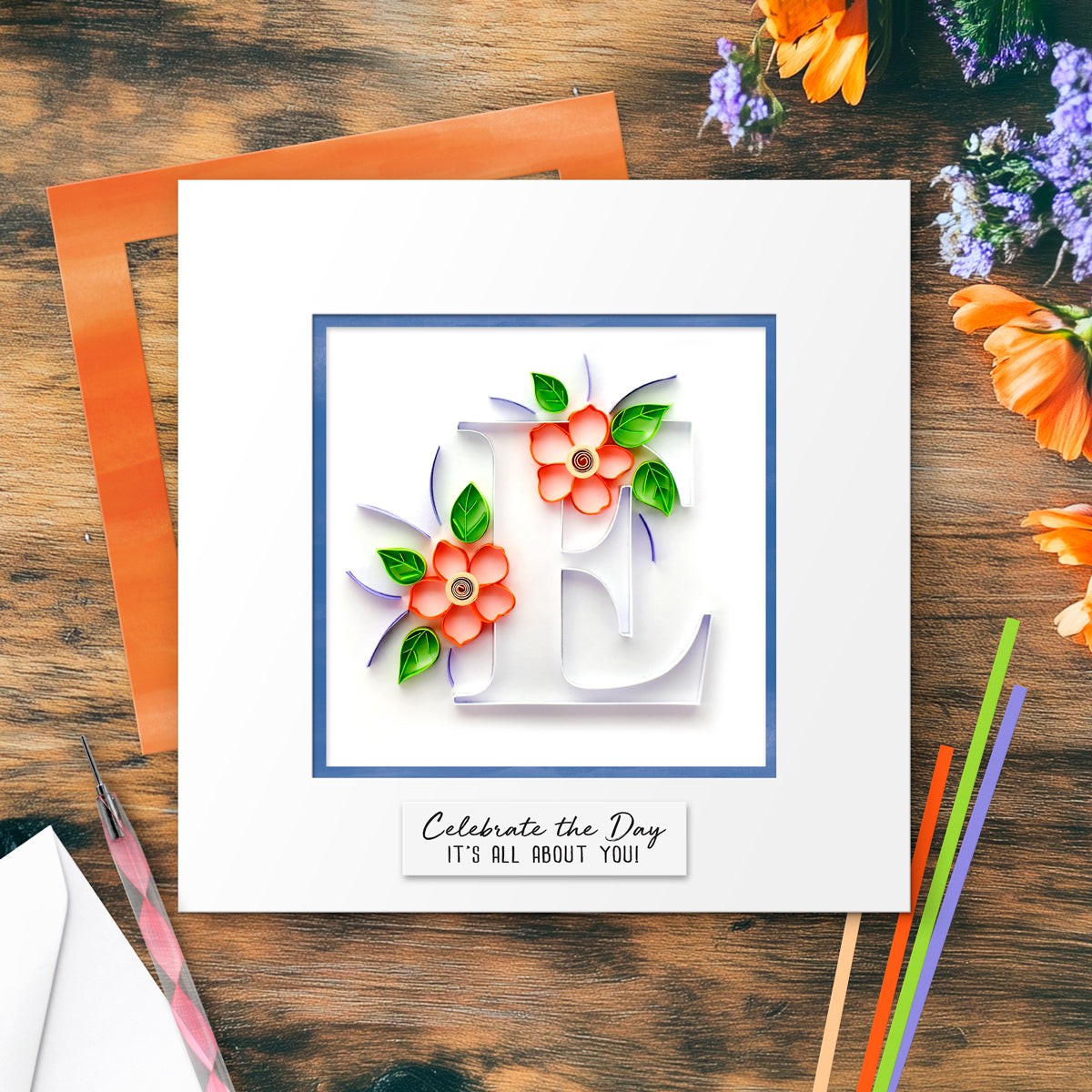 Floral Letter Paper Quilling Card Kit (choose a letter)