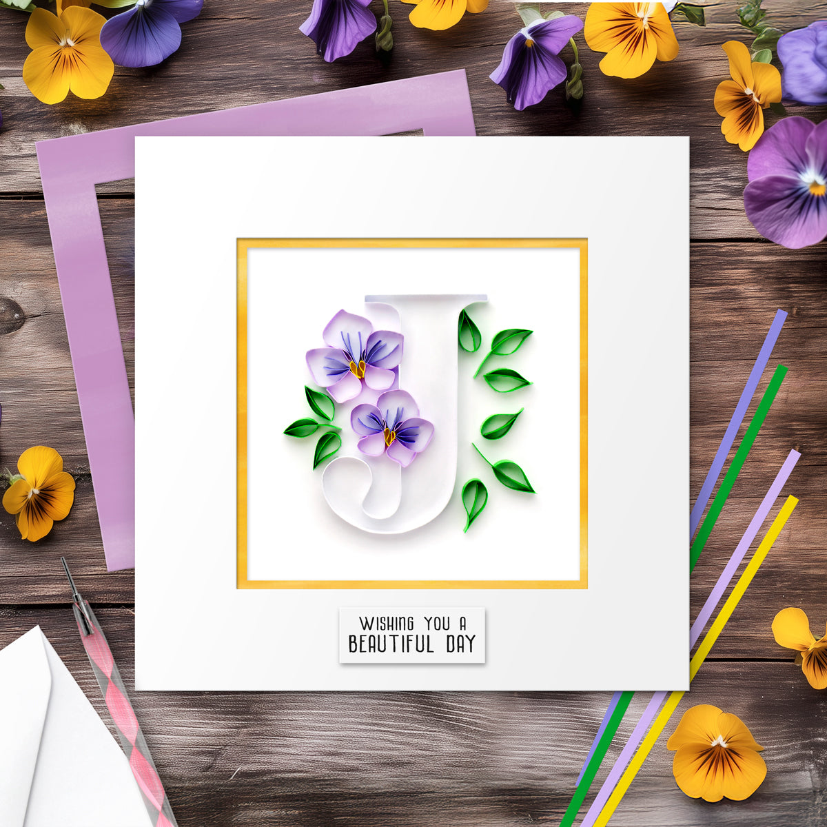 Floral Letter Paper Quilling Card Kit (choose a letter)