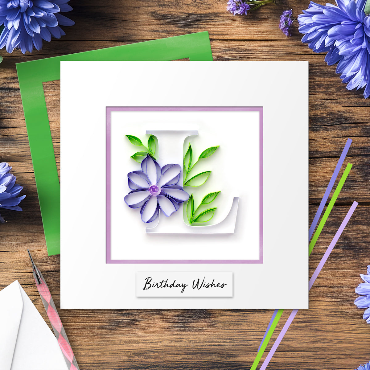 Floral Letter Paper Quilling Card Kit (choose a letter)