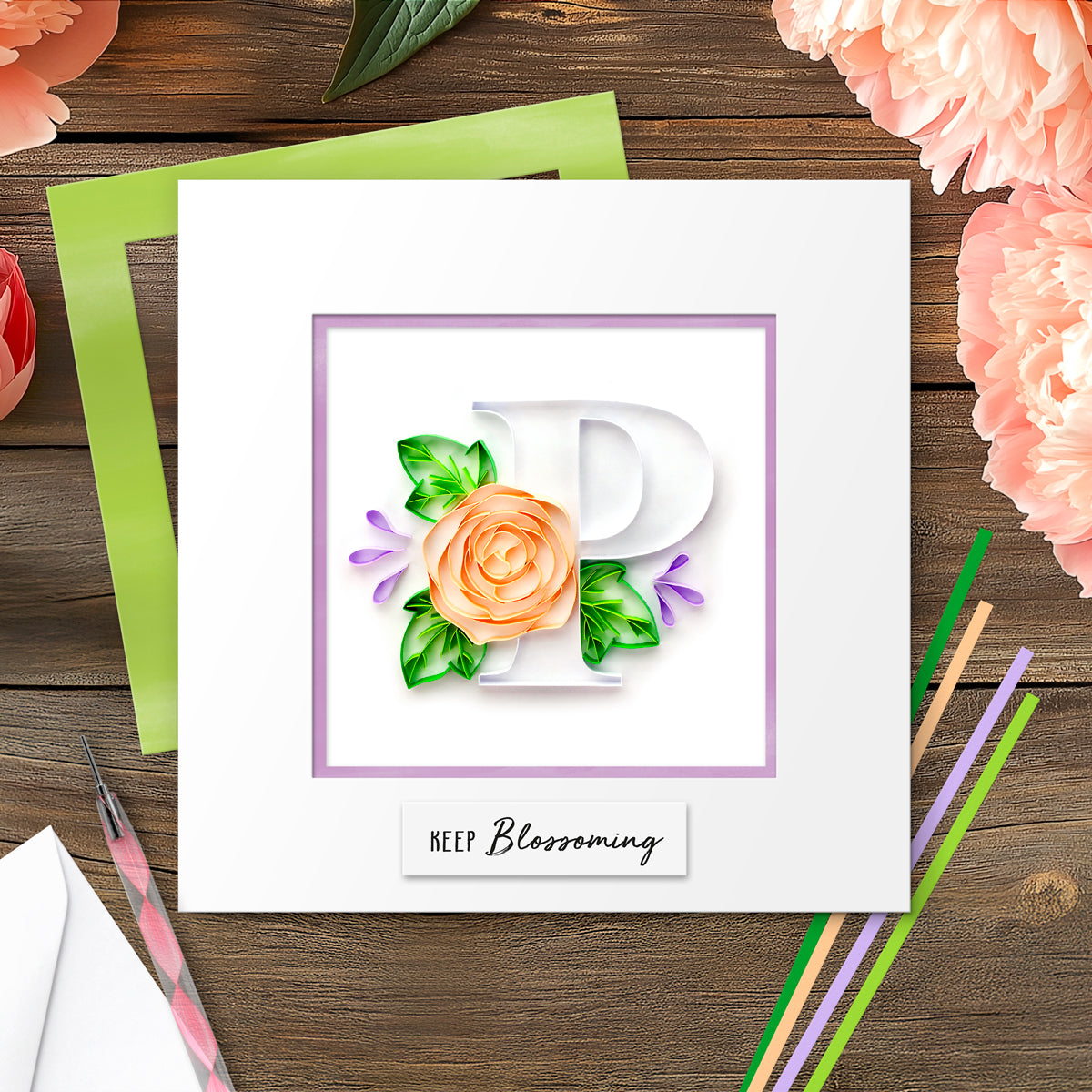 Floral Letter Paper Quilling Card Kit (choose a letter)
