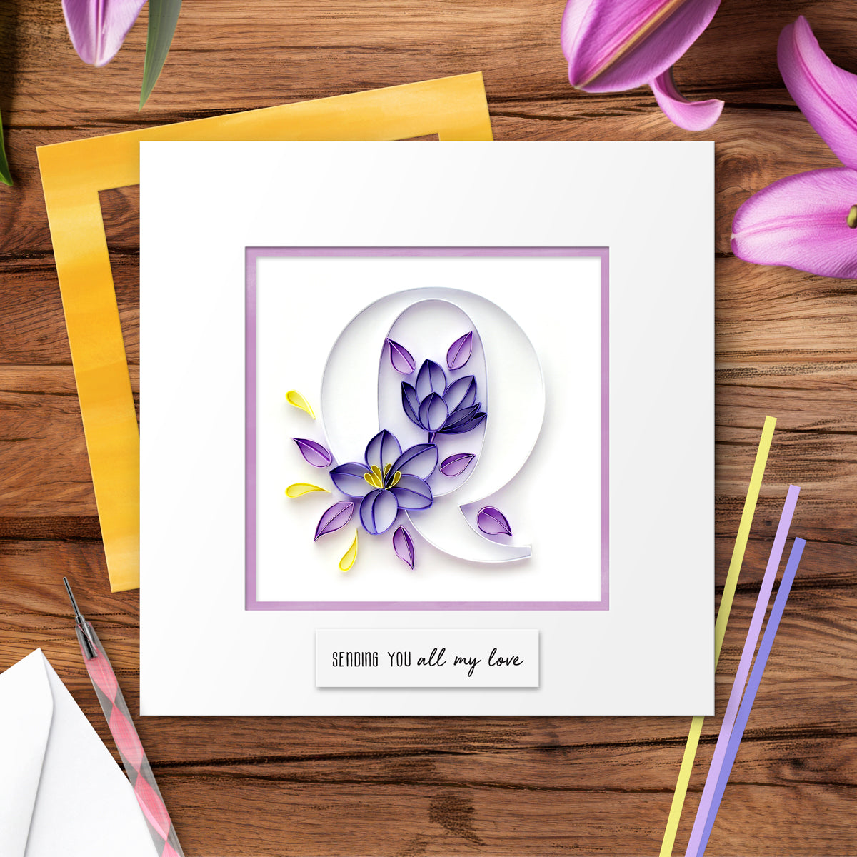 Floral Letter Paper Quilling Card Kit (choose a letter)
