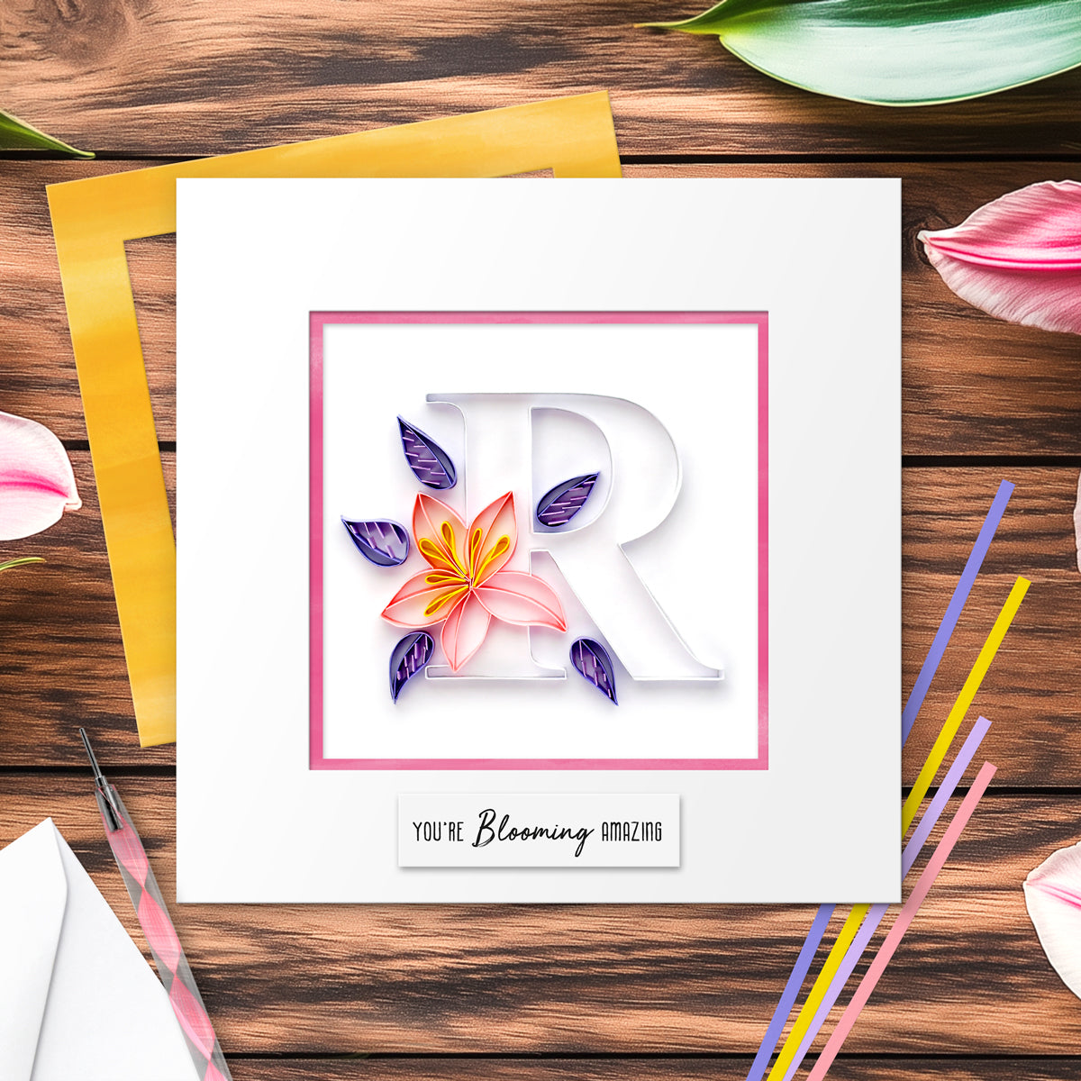 Floral Letter Paper Quilling Card Kit (choose a letter)
