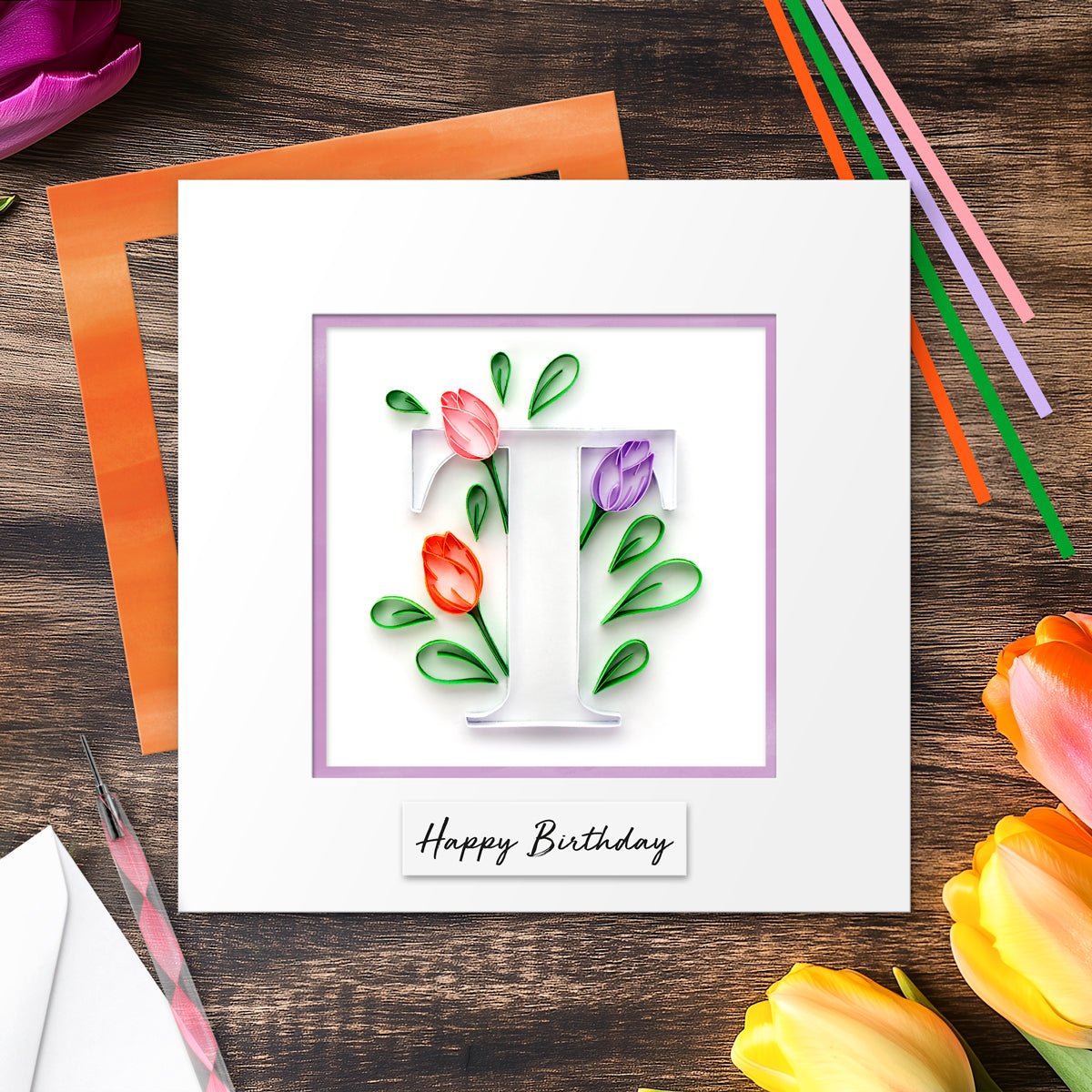 Floral Letter Paper Quilling Card Kit (choose a letter)