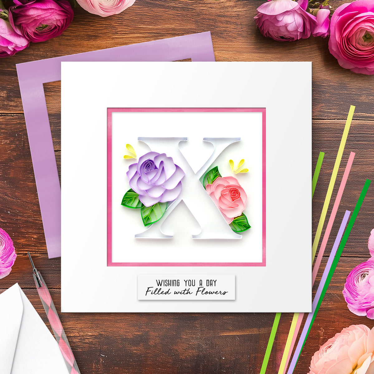 Floral Letter Paper Quilling Card Kit (choose a letter)