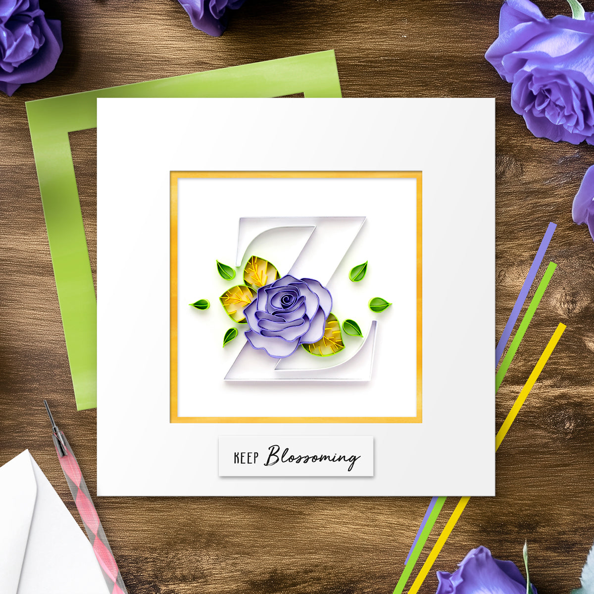 Floral Letter Paper Quilling Card Kit (choose a letter)