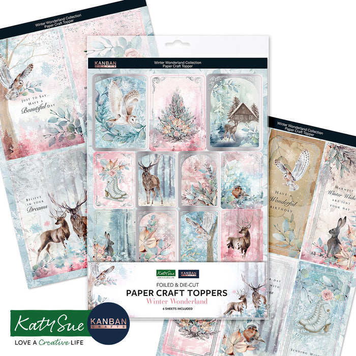 Kanban Crafts Winter Wonderland Foiled Paper Craft Toppers, 6 sheets
