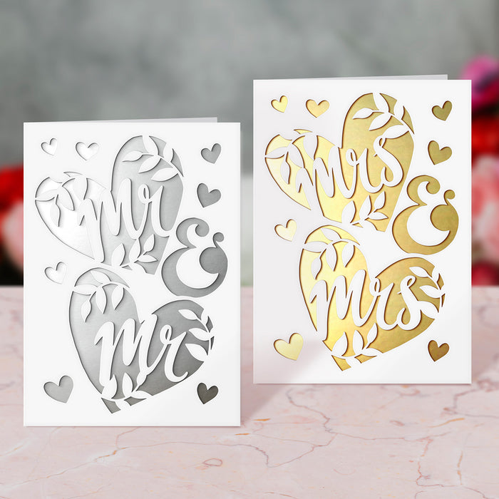 Mr & Mrs Card Paper Cutting Digital Templates, Set of 3