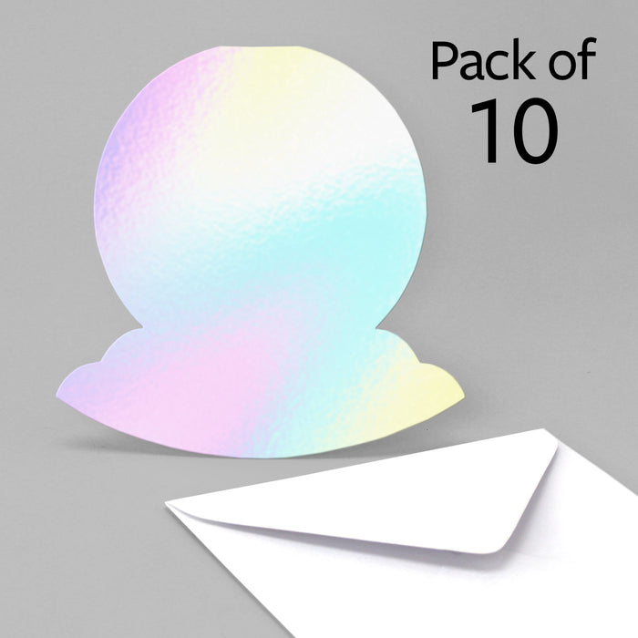 Holographic Silver Circle Rocker Cards & Envelopes, Pack of 10