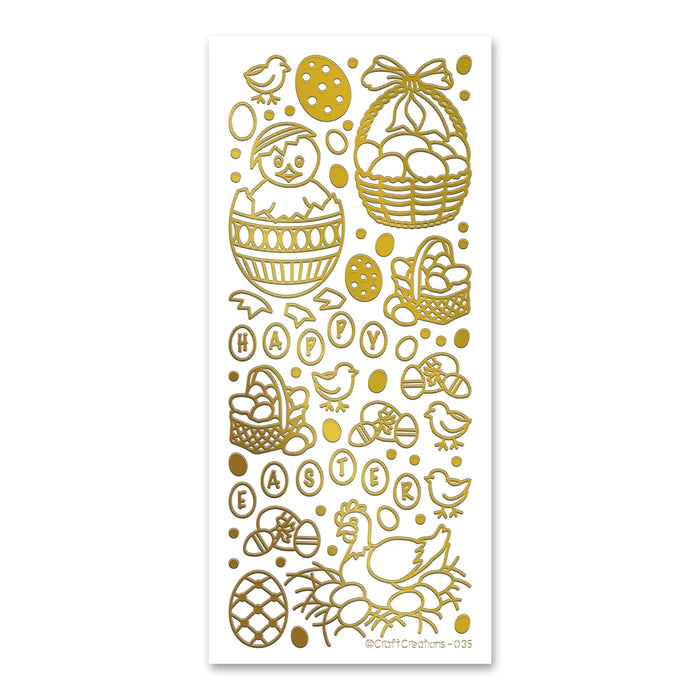 Easter Gold Self Adhesive Peel Off Stickers