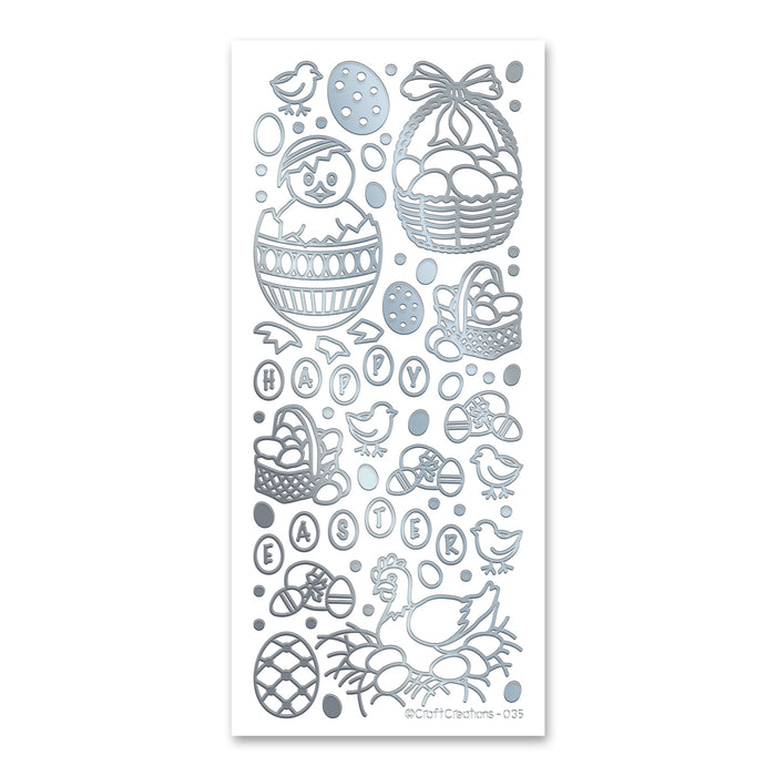 Easter Silver Self Adhesive Peel Off Stickers