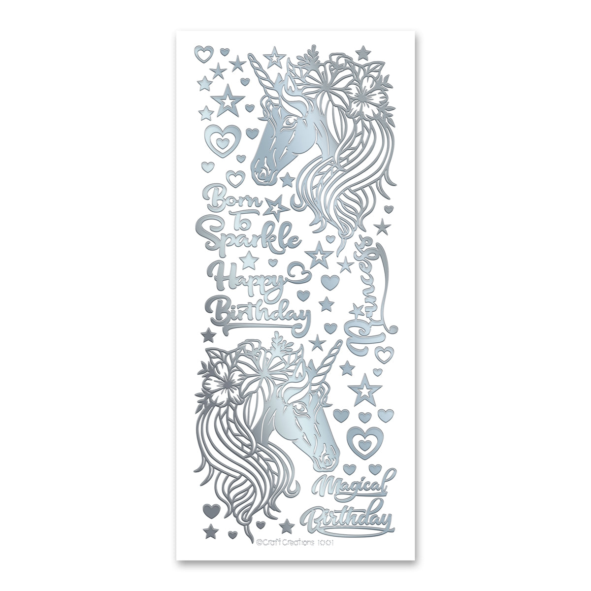 Born to Sparkle Unicorns Silver Self Adhesive Peel Off Stickers