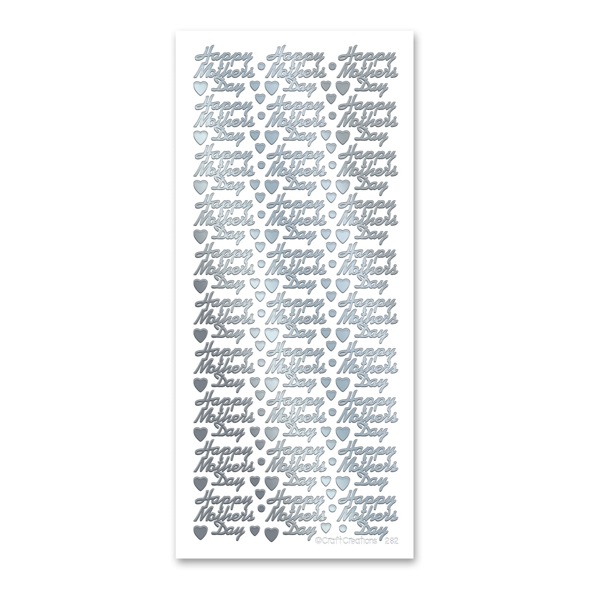 Happy Mother's Day Hearts Silver Self Adhesive Stickers