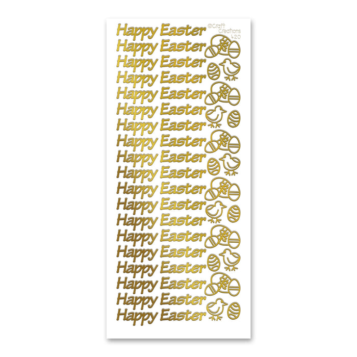 Happy Easter Gold Self Adhesive Peel Off Stickers