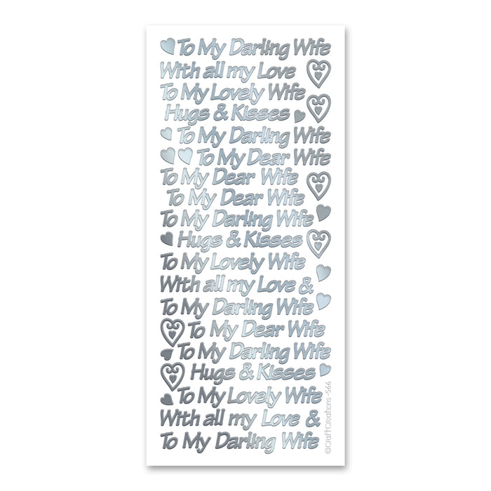 Darling Wife Silver Self Adhesive Stickers