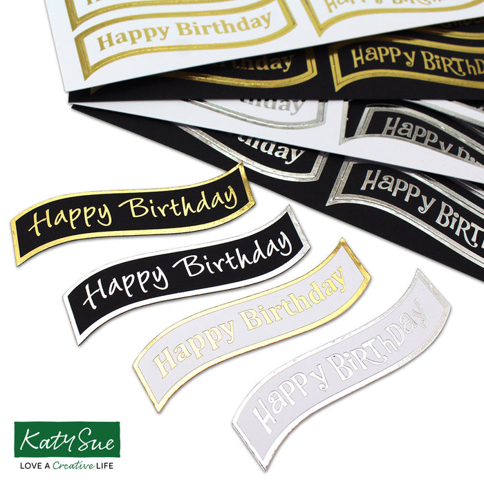 Foiled Birthday Wavy Banners Selection, Pack of 4