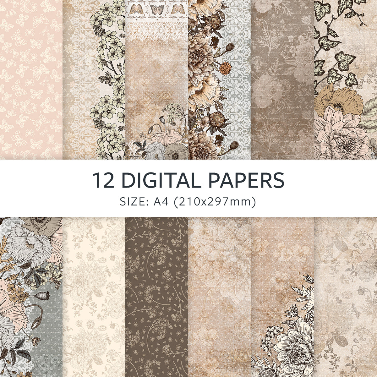 Antique Florist Digital Papers Collection