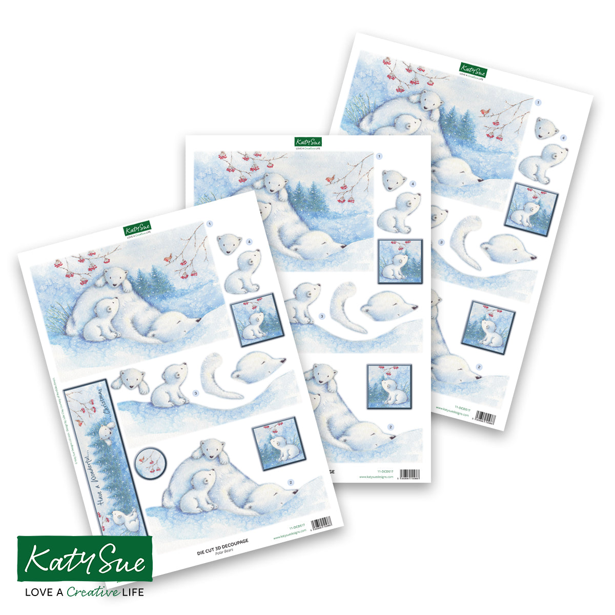 Die Cut Decoupage – Polar Bears (pack of 3)