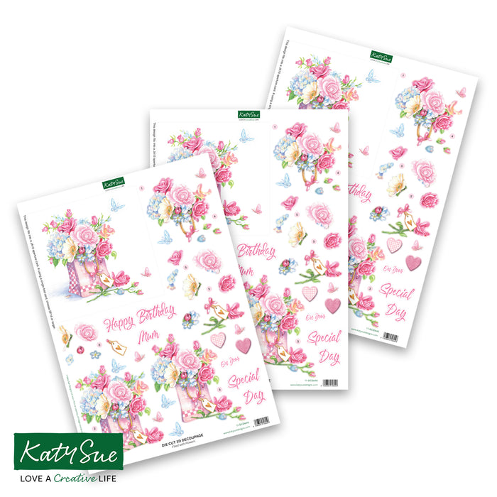 Die Cut Decoupage – Filled With Flowers (pack of 3)