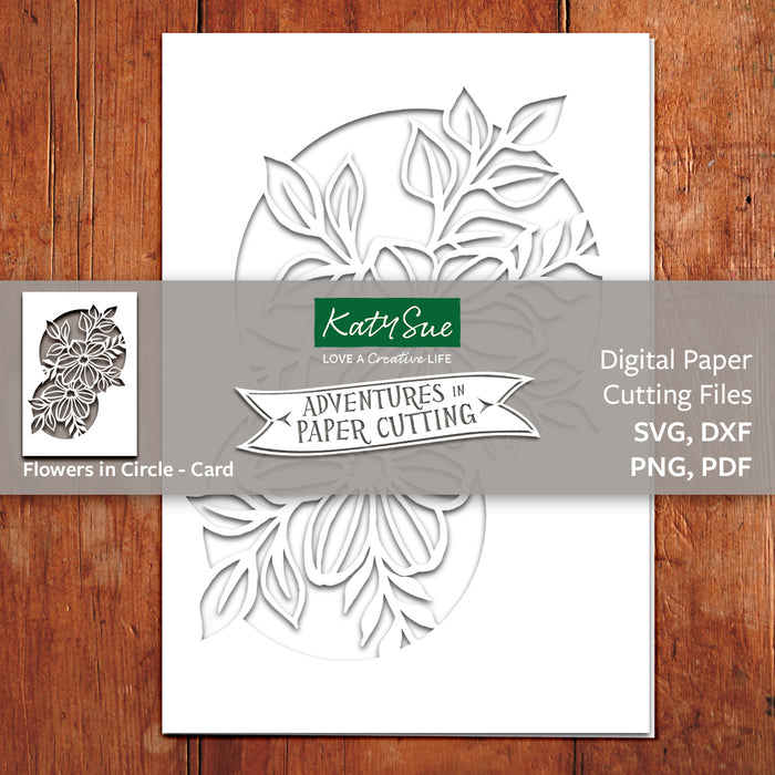 Flowers in Circles Card Paper Cutting Digital Template