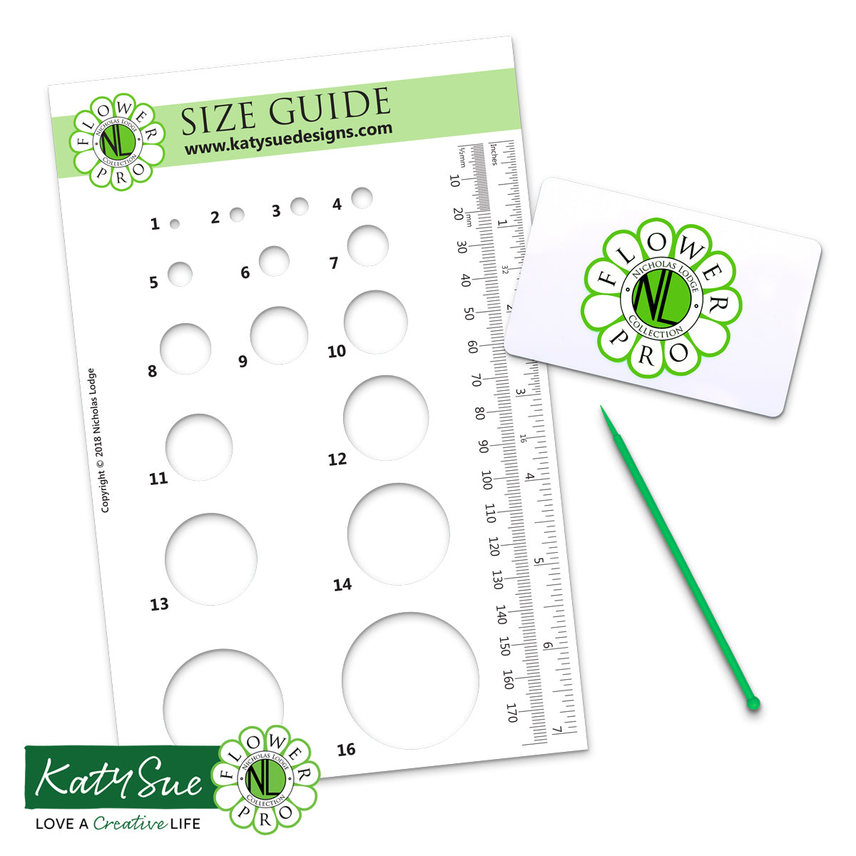 Flower Pro Card Plastic Size Guide, Companion Tool and Flexi Scraper