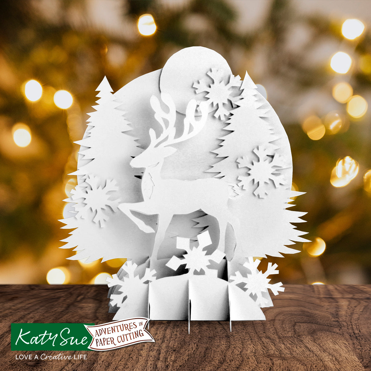 Reindeer Pop Up Greetings Card + Wall Art Paper Cutting Digital Templates