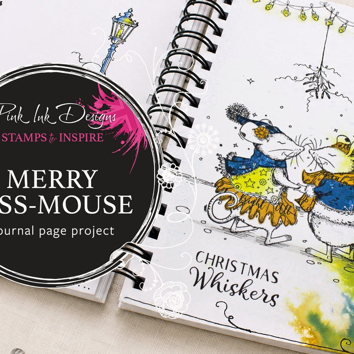 Stamp a Christmas Art Journal Page with Pink Ink's Merry Kiss-Mouse