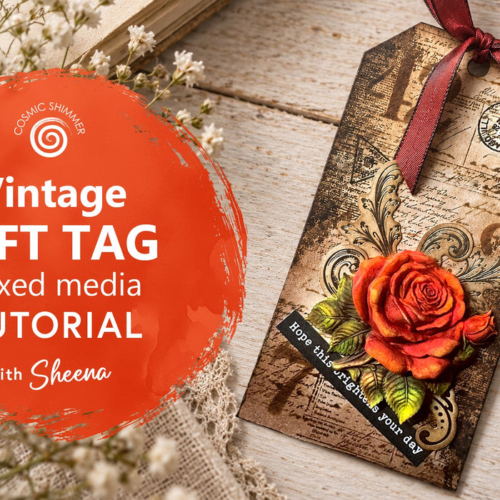 Decorate a Mixed Media Tag with Vintage Stamping and a Sculpted Rose