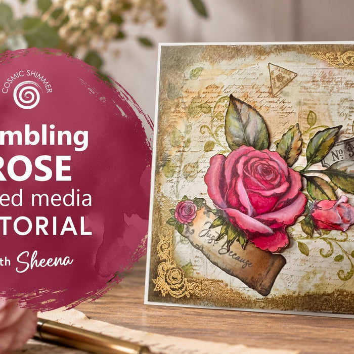 Create a Vintage Rose Card with the Cosmic Shimmer Rambling Roses Stamp
